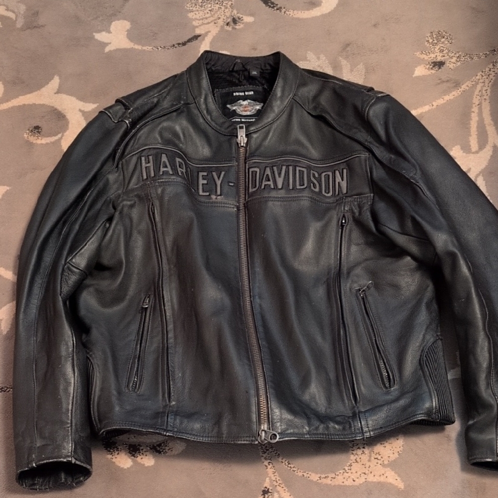 Men's Harley-Davidson Black Leather Bomber Jacket